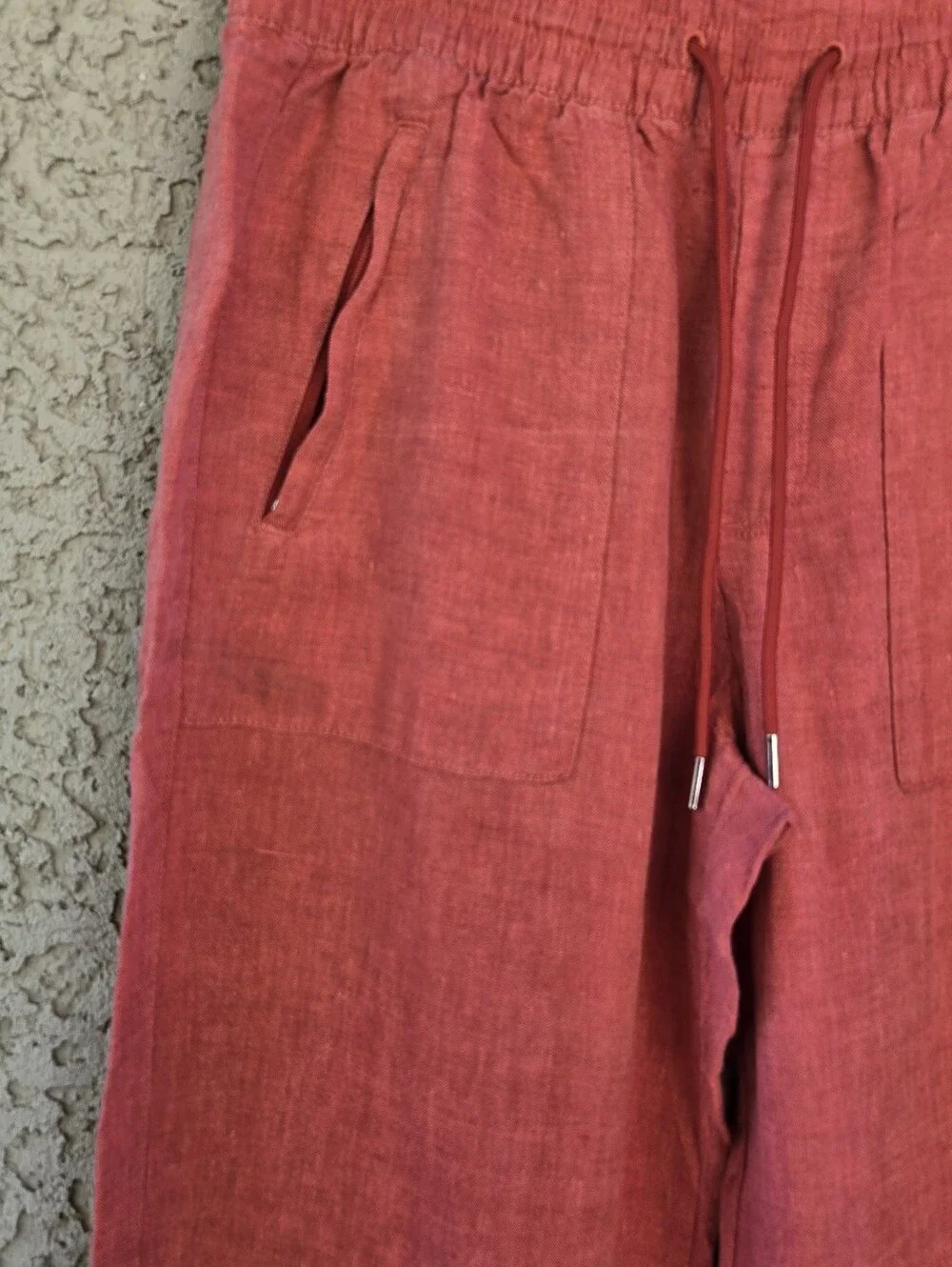 Athleta Retreat Women's Drawstring Linen Jogger Pants - Rust Wide Leg - Picture 3 of 14